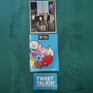 3 book bundle.BT21 12 Poster book, K-POP BTS collectors fan pack& Tweet Talking.